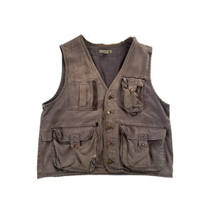 Vintage Smith & Hawken Vest Mens Large Gray Shooting Hunting Bird DISTRESSED